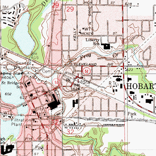 Topographic Map of Pennsy Park, IN