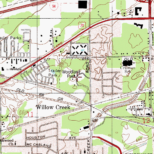 Topographic Map of Woodland Park, IN