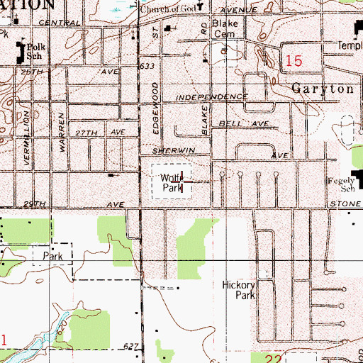 Topographic Map of Wolfe Park, IN