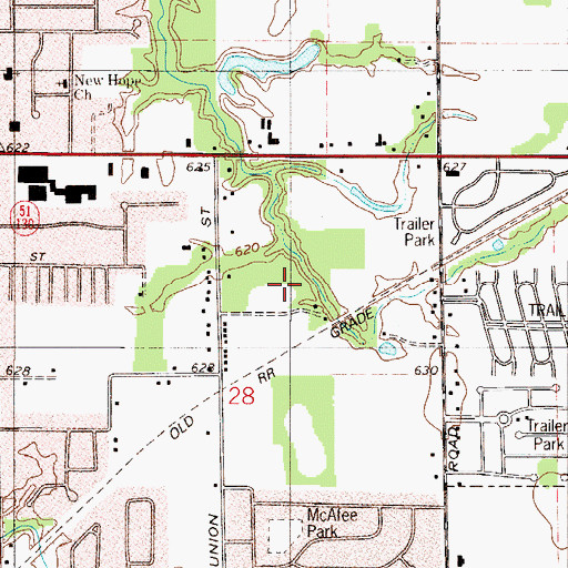 Topographic Map of McAfee Park, IN