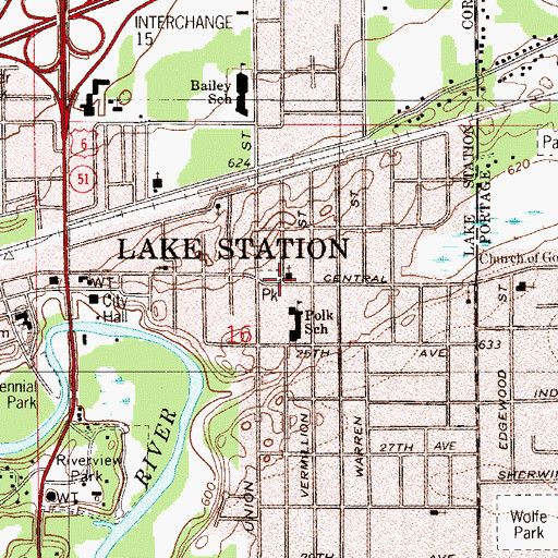 Topographic Map of Mock Park, IN