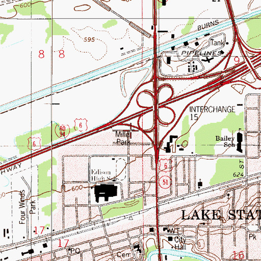 Topographic Map of Miller Park, IN