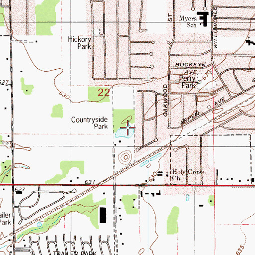 Topographic Map of Countryside Park, IN
