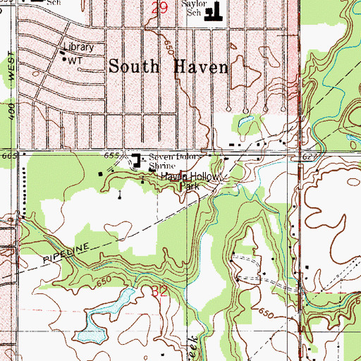 Topographic Map of Haven Hollow Park, IN