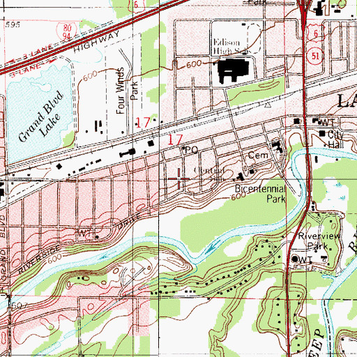 Topographic Map of Bicentennial Park, IN