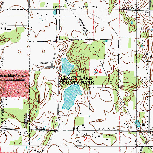 Topographic Map of Lemon Lake County Park, IN