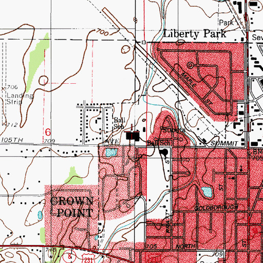 Topographic Map of Timothy Ball Elementary School, IN