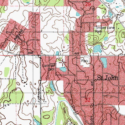 Topographic Map of James E Larimer Park, IN