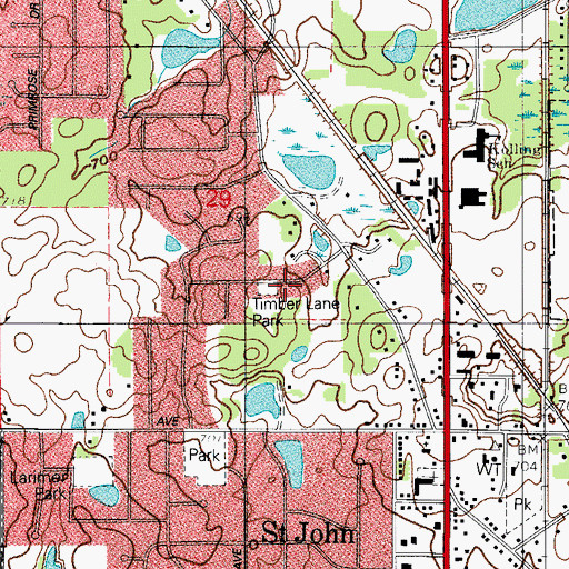 Topographic Map of Timber Lane Park, IN
