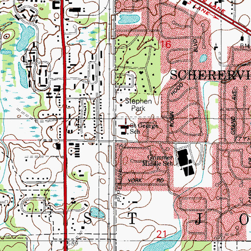 Topographic Map of Saint George School, IN