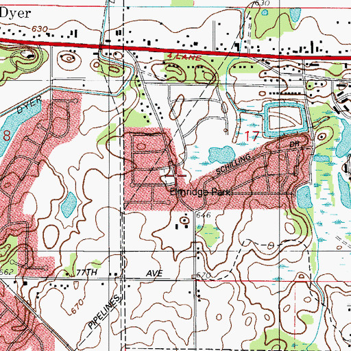 Topographic Map of Elmridge Park, IN
