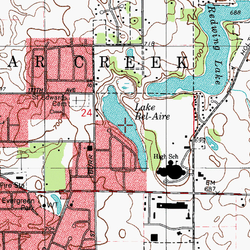 Topographic Map of Lake Bel-Aire, IN