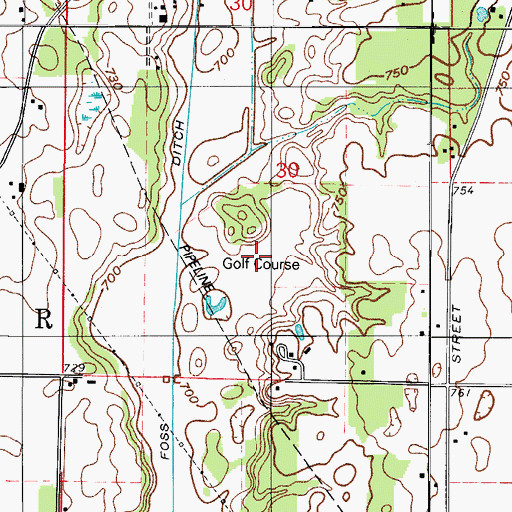 Topographic Map of Pheasant Valley Country Club, IN