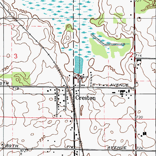 Topographic Map of Creston Cemetery, IN