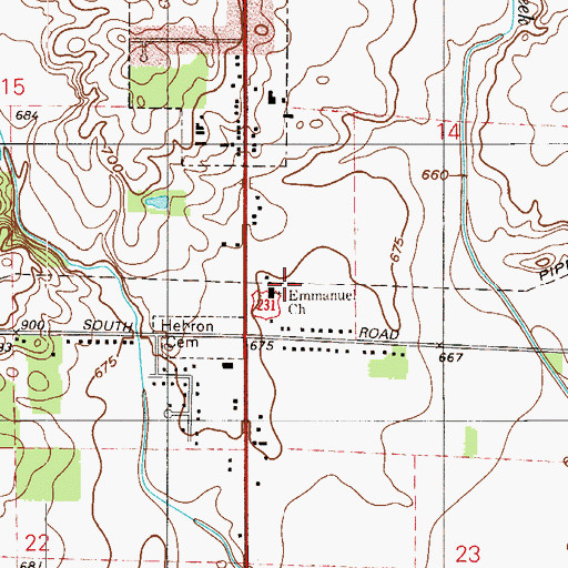 Topographic Map of Emmanuel Baptist Church, IN