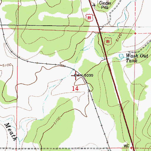 Topographic Map of Meath Siding, AZ
