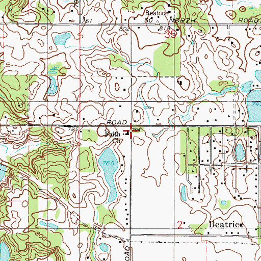 Topographic Map of Faith Baptist Church, IN