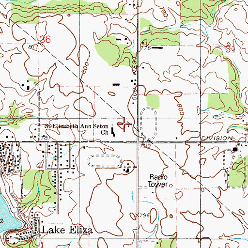 Topographic Map of Saint Elizabeth Ann Seton Roman Catholic Church, IN