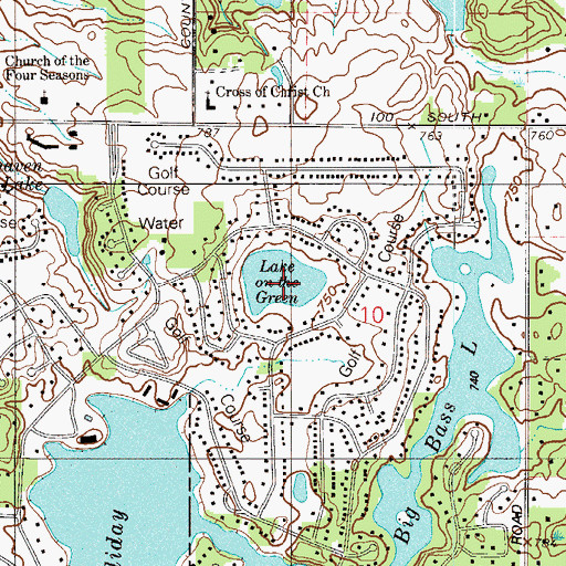 Topographic Map of Lake on the Green, IN