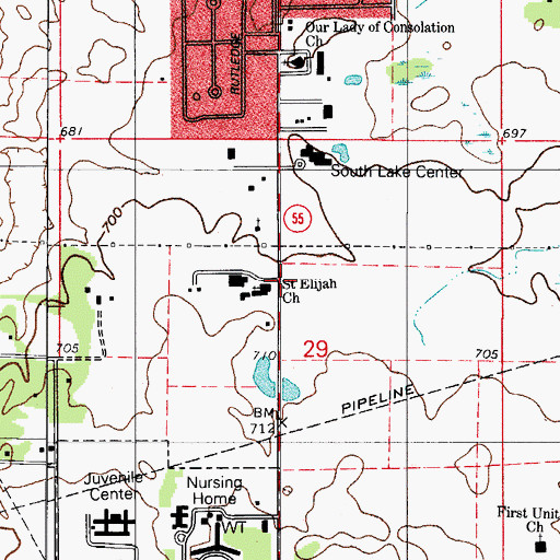 Topographic Map of Saint Elijah Serbian Church, IN