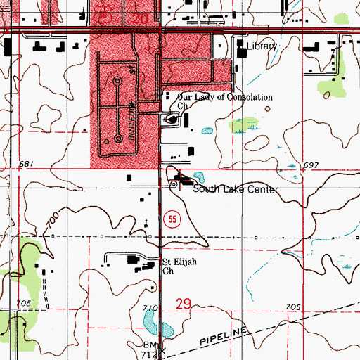 Topographic Map of Southlake Center for Mental Health, IN