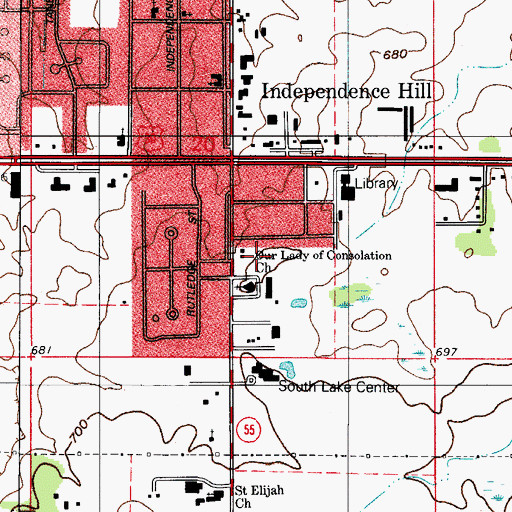 Topographic Map of Our Lady of Consolation Church, IN