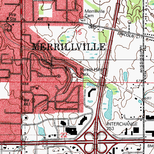 Topographic Map of Forest Hill Park, IN