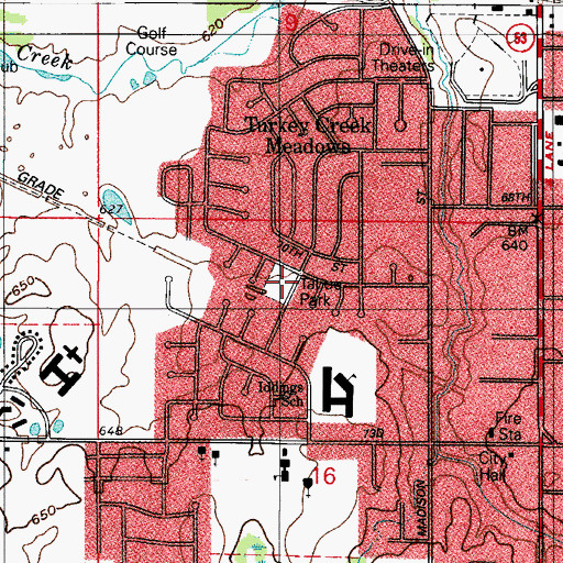 Topographic Map of Tahoe Park, IN