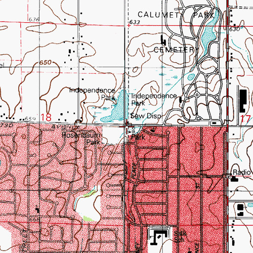 Topographic Map of Rosenbaum Park, IN