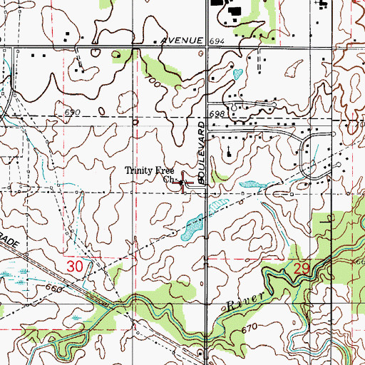 Topographic Map of Trinity Free Methodist Church, IN