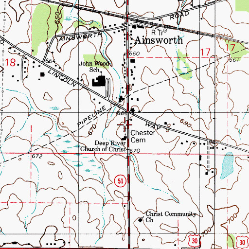 Topographic Map of Chester Cemetery, IN
