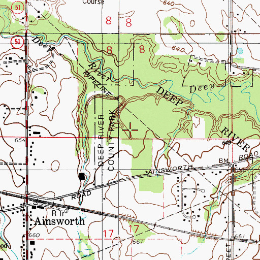 Topographic Map of Deep River County Park, IN