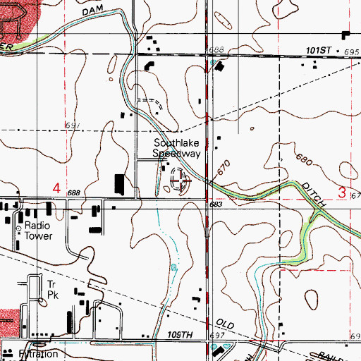 Topographic Map of Southlake Speedway, IN