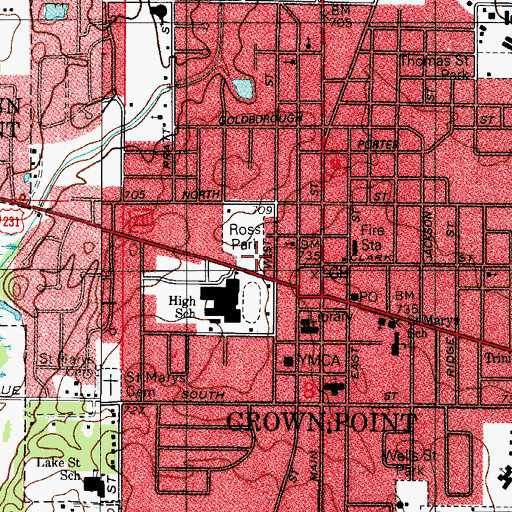 Topographic Map of Jerry Ross Park, IN