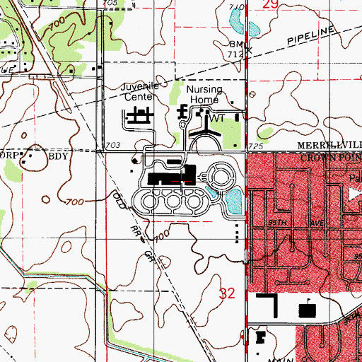 Topographic Map of Lake County Government Center, IN