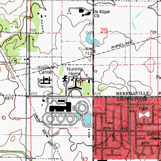 Topographic Map of Lake County Convalescent Home, IN