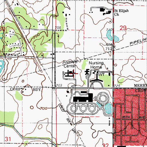 Topographic Map of Lake County Juvenile Center, IN