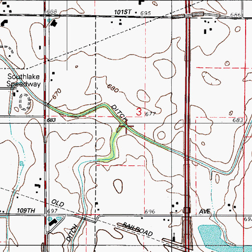 Topographic Map of Smith Ditch, IN