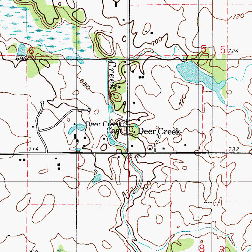Topographic Map of Deer Creek Cemetery, IN
