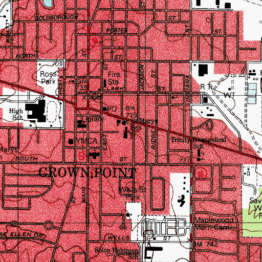 Topographic Map of Saint Marys School, IN