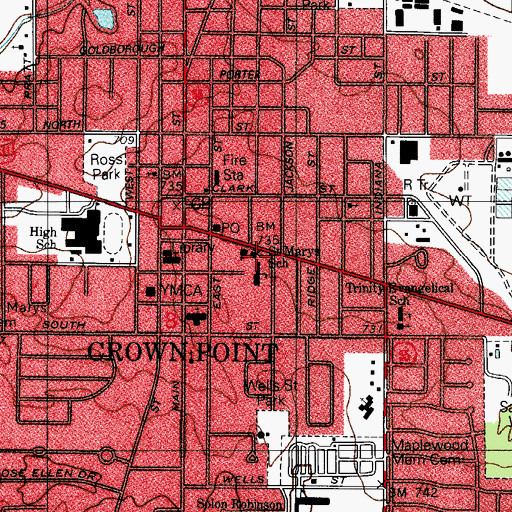 Topographic Map of Saint Marys Church, IN