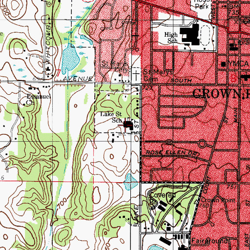 Topographic Map of Lake Street Elementary School, IN
