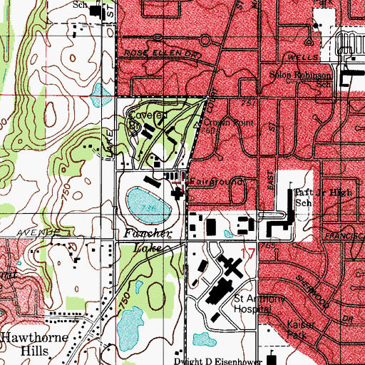 Topographic Map of Lake County Fairground, IN