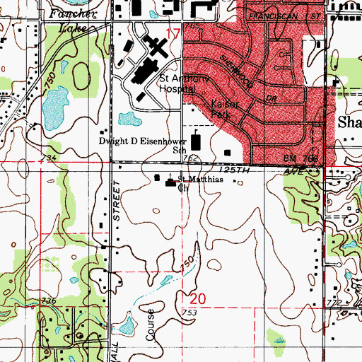 Topographic Map of Saint Matthias Church, IN