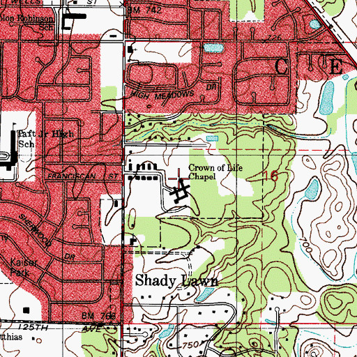 Topographic Map of Crown of Life Chapel, IN