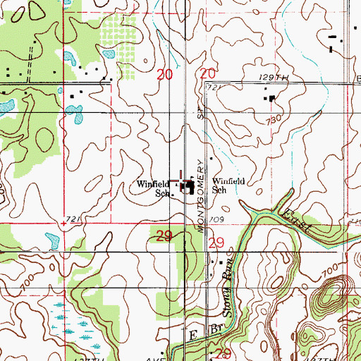 Topographic Map of Winfield Elementary School, IN
