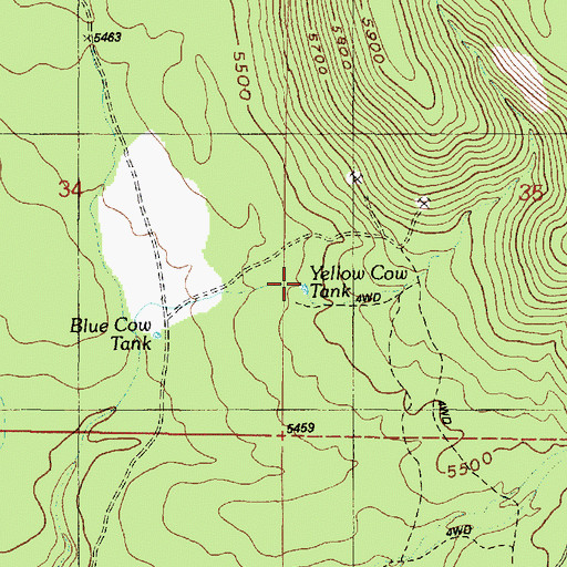 Topographic Map of Yellow Cow Tank, AZ