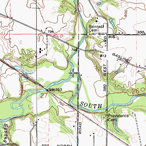 Topographic Map of Kilmore Creek, IN