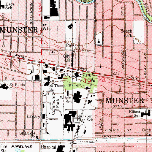 Topographic Map of Lanier School (historical), IN