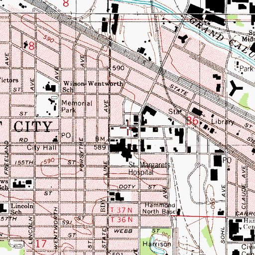 Topographic Map of Saint Josephs School (historical), IN